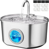 Cat Water Fountain Stainless Steel: 74oz/2.2L Cat Fountain - 74oz Fountain+4 Filters +4 Sponges