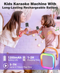 Mini Kids Karaoke Machine Ages 3-12 - Purple - 2 Mics - image 2