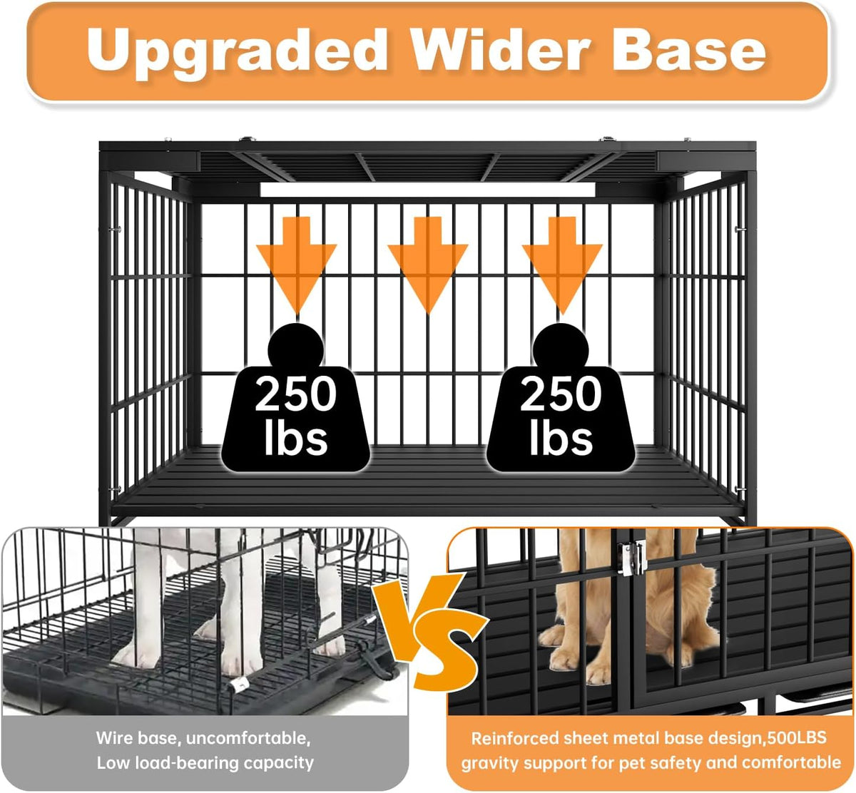 48 Inch Heavy Duty Dog Crate with Wheels - 53.1"L x 30.0"W x 32.3"H - image 3
