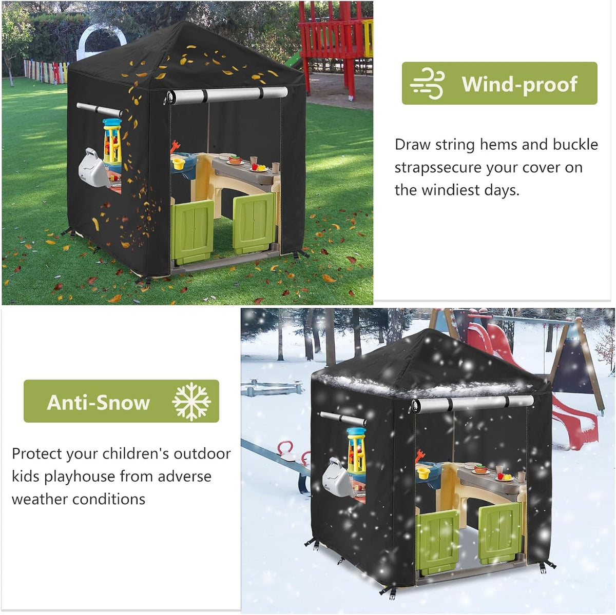 Hadisi black 600D waterproof outdoor kids playhouse cover with zippered front door - view 22