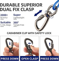 Dog tie Out Cable, 10/20/25/30/50/70/100 feet, Suitable for Dogs up to 350 pounds, Dog Cable with Swivel Buckle, Lightweight, Non-Winding, for Outdoor Camping, Yard Dog Cable (Blue, 20FT)
