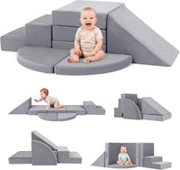 Tykacna foam climbing blocks for toddlers, 5 piece gray soft play set for indoor climbing - view 2