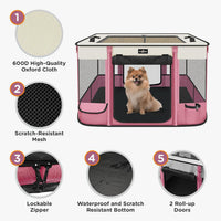Foldable Pet Kitten Playpen - Pink 03 / Large(35.4''×27.5''×23.6'') - image 3