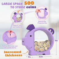 KMC wooden piggy bank for kids with clear acrylic front panel in pink - view 10