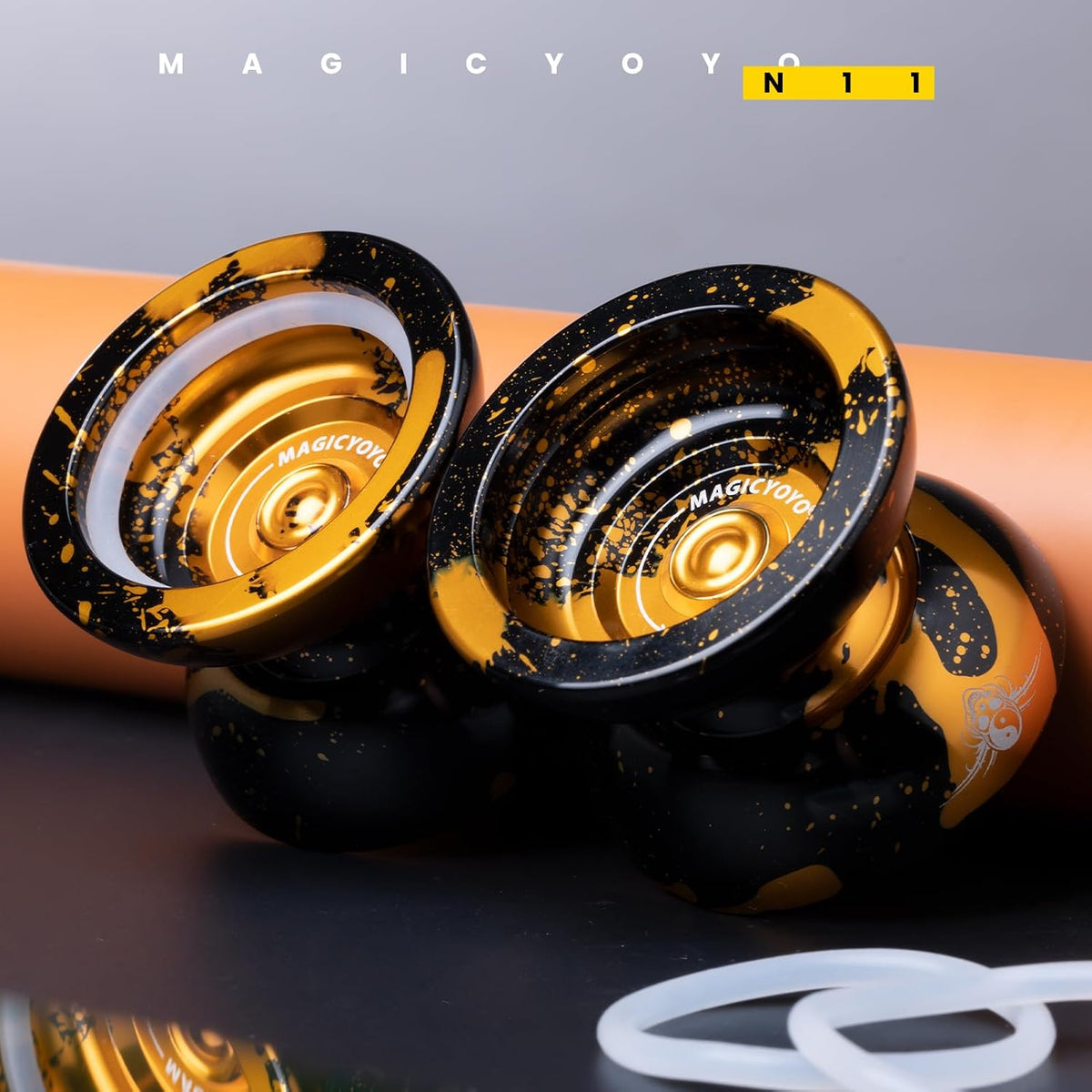 MAGICYOYO N11 Metal Yoyo Professional Responsive & Unresponsive Trick - N11 Blak Golden+K2 Black - image 2