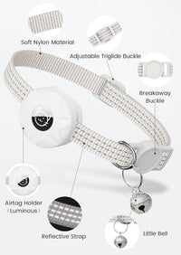AirTag Cat Collar, Reflective Kitten Collar Breakaway – Essentials for Cats - White - image 3