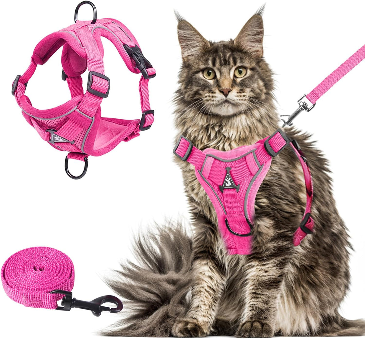 Wanheart cat Chest Harness and Leash - rose red / XL:16.5-22.04lb