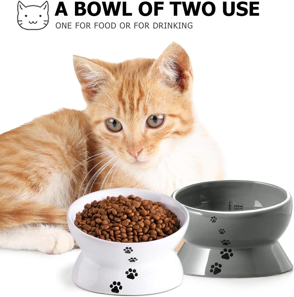 Y YHY Cat Bowl Anti Vomiting, Raised Food Bowls - 15oz / Grey - image 3