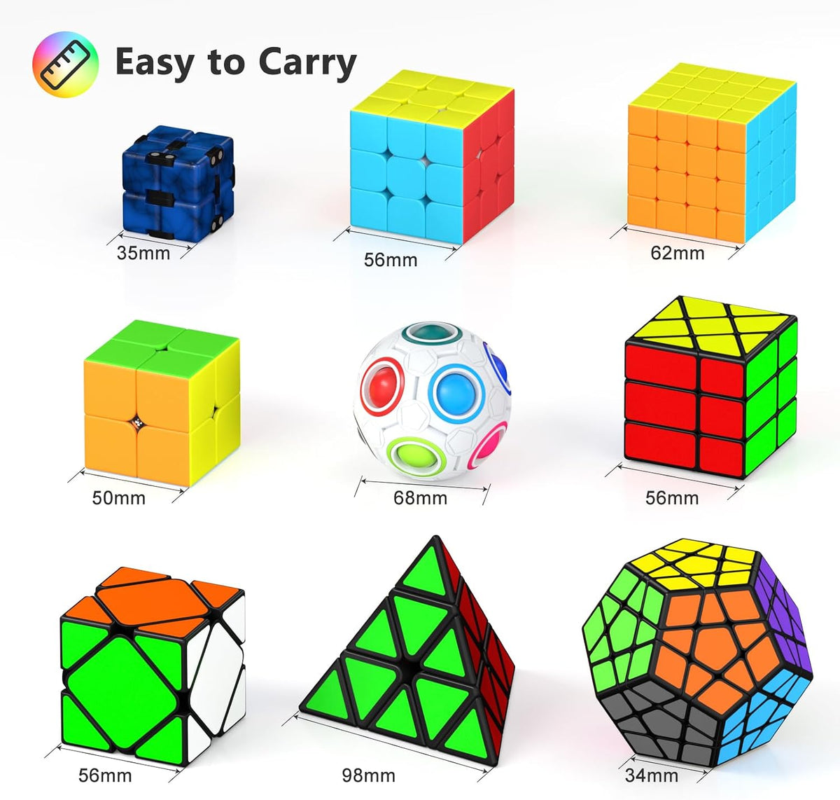 Vdealen Speed Cube Set, 2x2 4x4 Pyramid Mirror Dodecahedron Magic Cube Pack, Puzzle Cube Bundle - 9 Pack-Cube Set - image 2