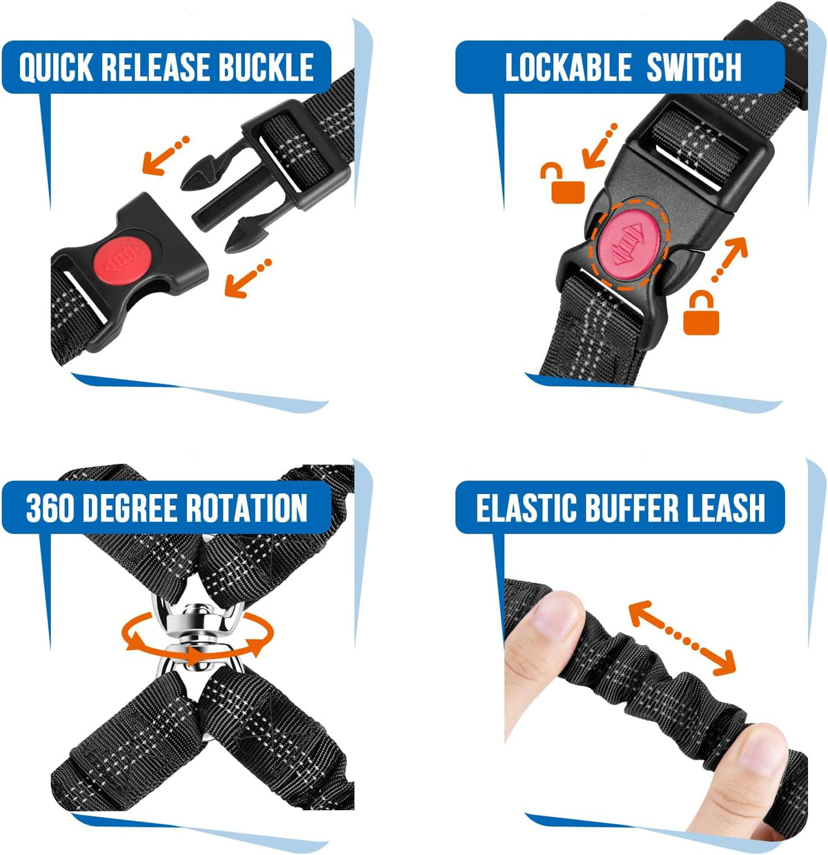 Lukovee Double Dog Car Seat Belt, No Tangle Headrest Restraint – Essentials for Dogs - Black-Detachable / 1 Pack-Detachable - image 4