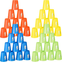Libima 48 piece sports stacking cups set in blue, green, black and red