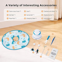 Interactive Cat Toy for Indoor Cats - 5 in 1 Cat Laser Toy Automtaic, Rechargble Motion Activated Hide and Seek Toy with Moving Feather, Tarck Balls and Chirping for Bored Kitten Exercise