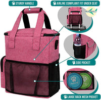 PetAmi Dog Travel Bag Organizer, Pet Supplies Diaper Tote - 12.0"L x 5.0"W x 15.0"H / Heather Pink - image 4