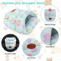 YUEPET Guinea Pig Bed Cuddle Cave, Warm Fleece Hideout - Green Flower / 1PCS - image 4