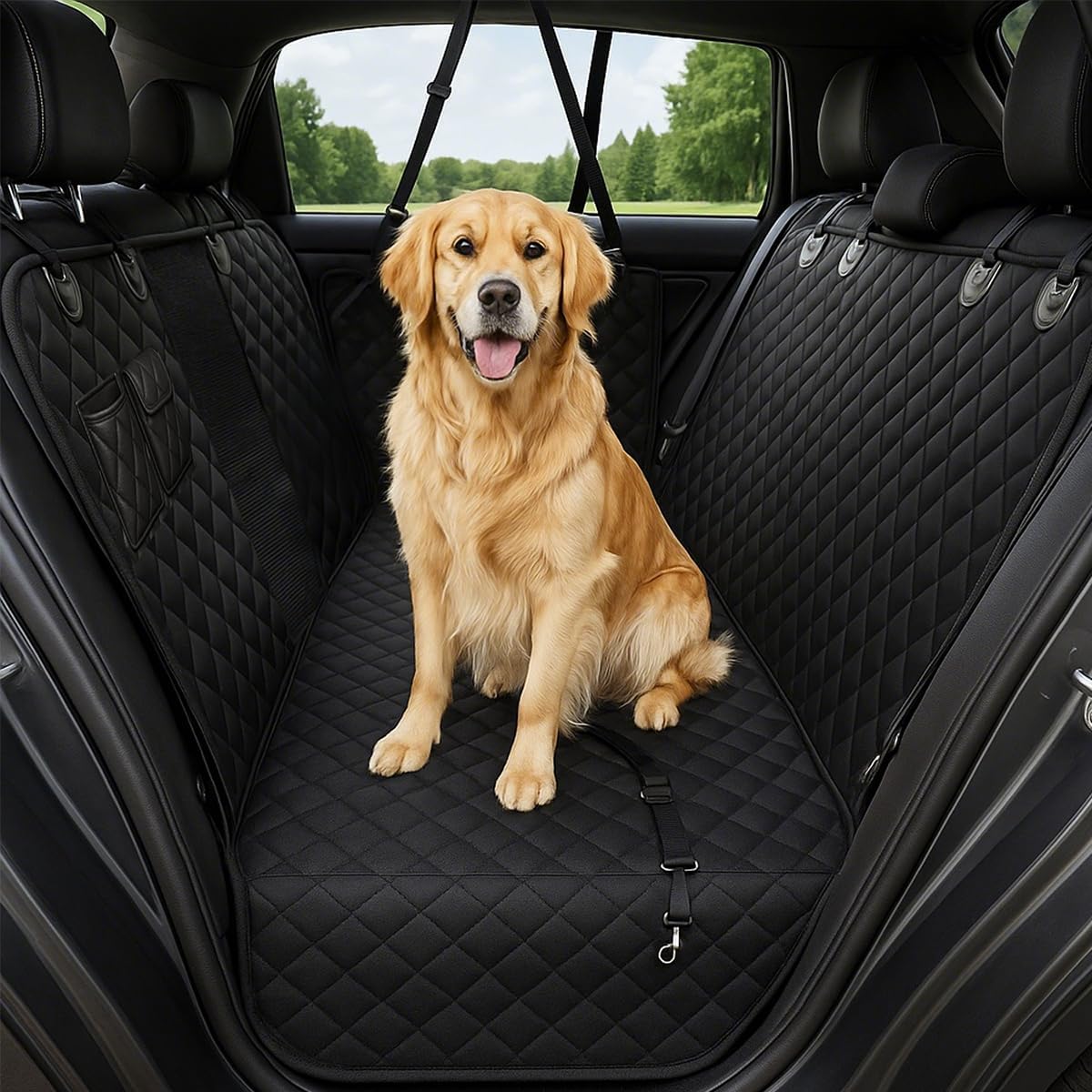 fidozen Dog Car Seat Cover, Waterproof Hammock with Pocket - Large 59" W