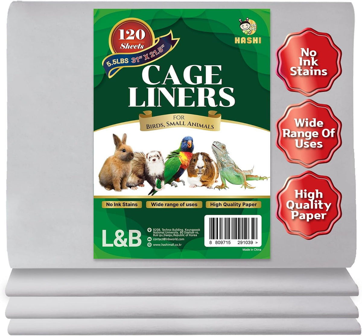 Bird Cage Liners, 120 Unscented Newsprint Sheets - 21.5" x 31" (120 Sheets)