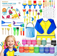 Shuttle Art Washable Finger Paint Set, Paint Brushes, Sponge - 14 Colors