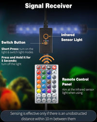 Pawfly 1.8W Aquarium LED Light - 7.5" Underwater Fish Tank Light with Timer & Remote Control (4 Modes, Battery Not Included)