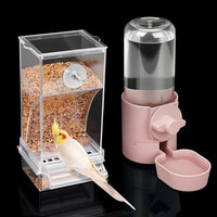 lemtrflo No Mess Bird Feeder Water Dispenser Set - pink