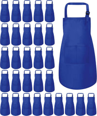 ZLEVEAYN 30 pack of black kids painting aprons with two front pockets - view 2