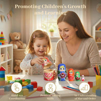 Poplay 5-piece hand-painted wooden Russian nesting dolls with Christmas theme - view 3