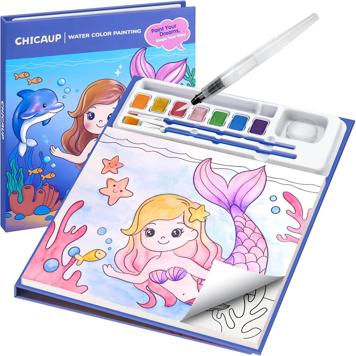 CHICAUP Paint with Water Coloring Books for Kids - Blue