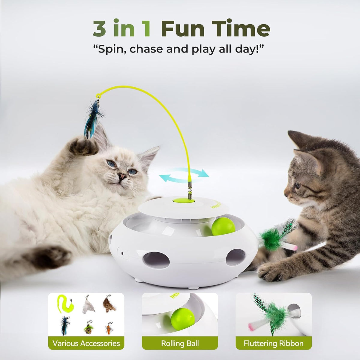 All for Paws Cat Toys Interactive Butterfly Flutter Bug Cat Automatic - 3 in 1 - image 2
