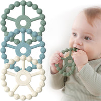 3 Pack Ring Teether Baby Infant Toys, Baby Essentials - Green Blue White