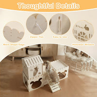 Large Rabbit House, Wooden Bunny Castle with 3 Houses Indoor - 4 Houses - image 3