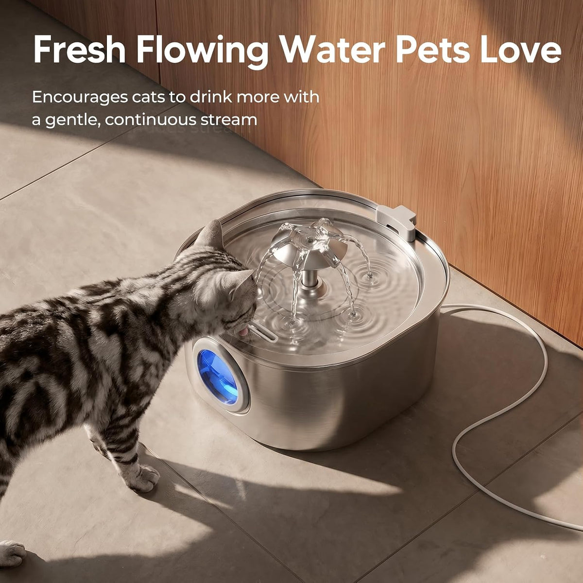 PEKTACO Cat Water Fountain, 1 Filter - 3.2L-HT+1 Filter - image 2