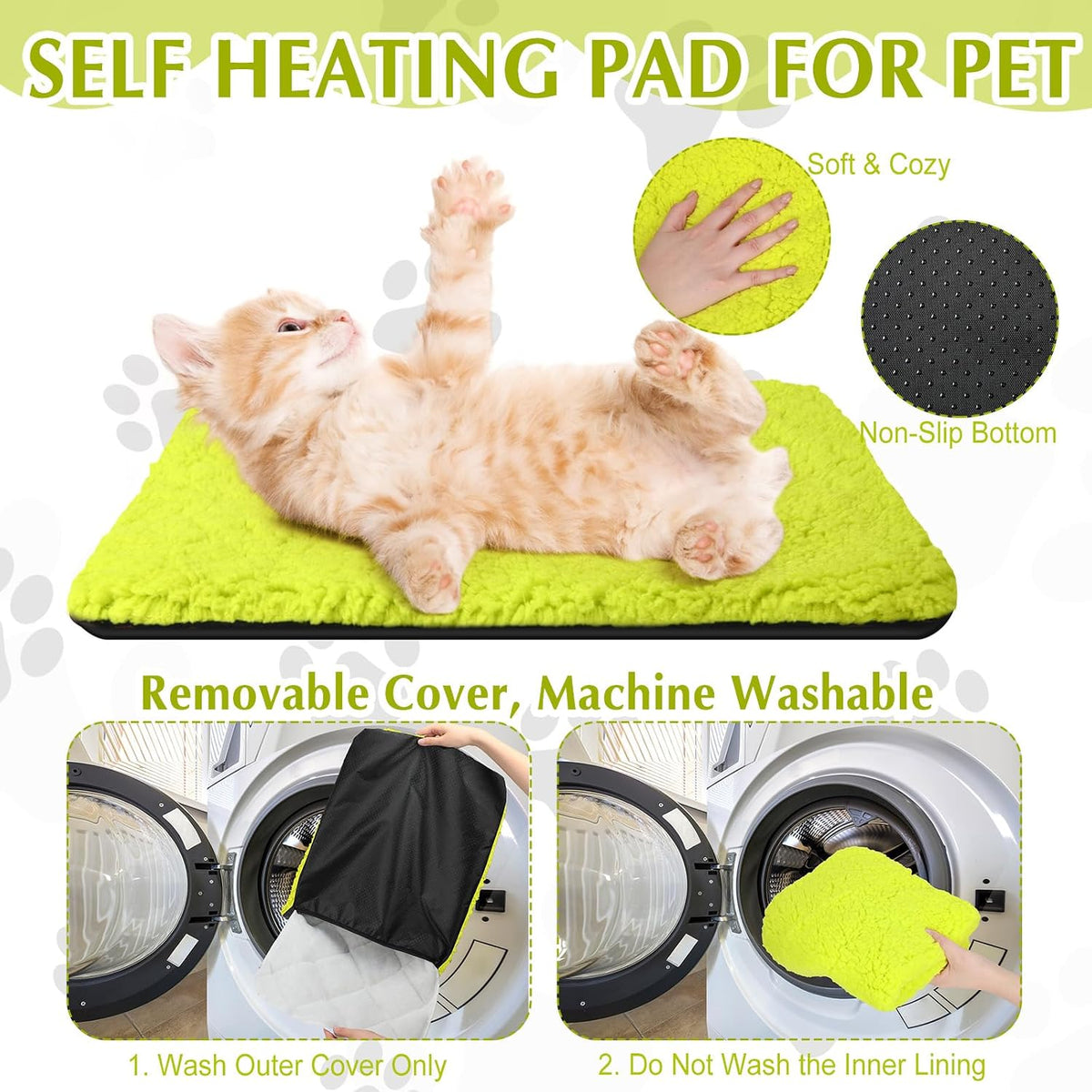 Drydiet 4 Pack Self Warming Cat Mat for Pets - 16 x 20 Inch / Green / Solid - image 3