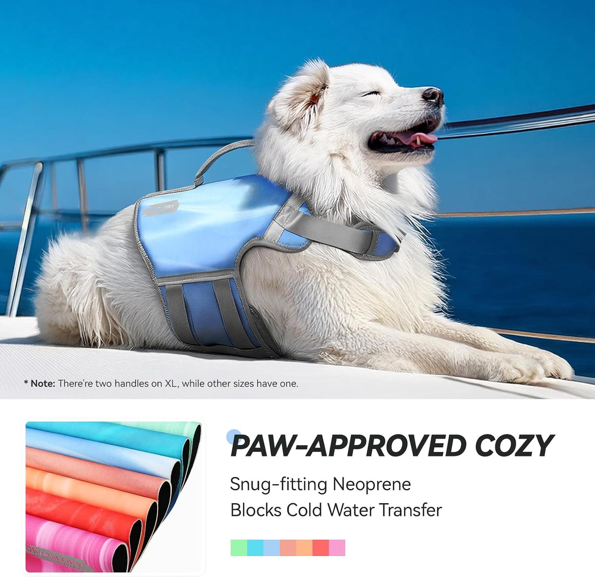 VIVAGLORY Dog Life Vest Neoprene Dog Swim Vest, M - Sky Blue / M: 22-26in (Ribcage Girth) - image 2