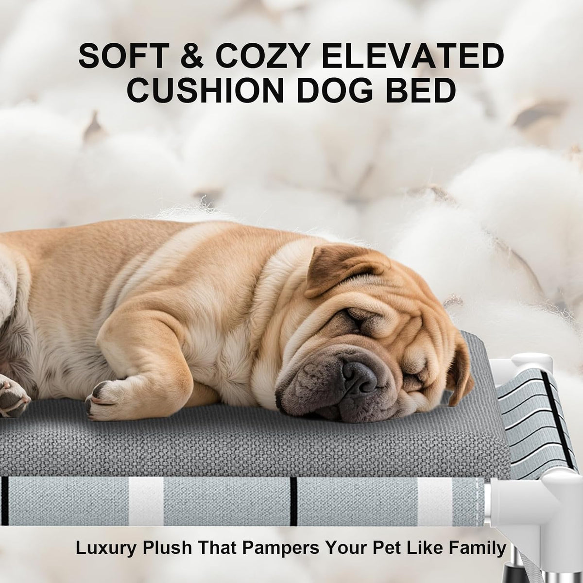 Elevated Dog Bed, Raised Cooling Lifted Dog Cot for Indoor & Outdoor – Essentials for Dogs - Cushion / (M-):34'' x 20'' 8'' - image 3