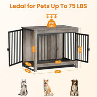 Dog Crate Furniture, Dog Crate End Table for Medium and Large Dogs,Wooden Cage Kennel Furniture Indoor, Modern Dog Crate with Multi-Purpose Removable Tray, Double-Doors Dog Furniture