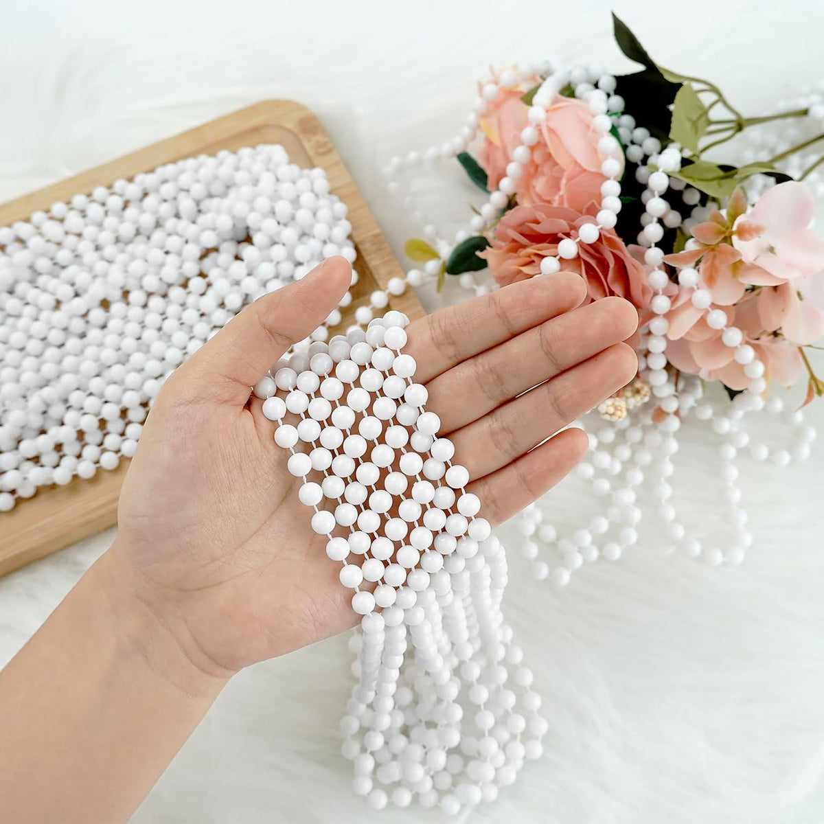 ZZYFGH 12 PCS Bead Necklace, 33'' Mardi Gras Beaded Necklaces – Fun for Kids & Family - White - image 3