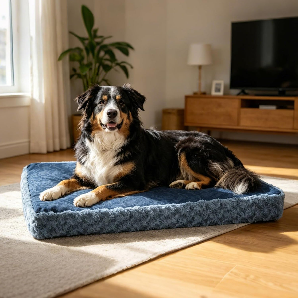 EMPSIGN Dog Bed Mat Crate Pad Mattress, Ultra Soft Pet Kennel - Navy/Grey / M(29"*18"*3") - image 4