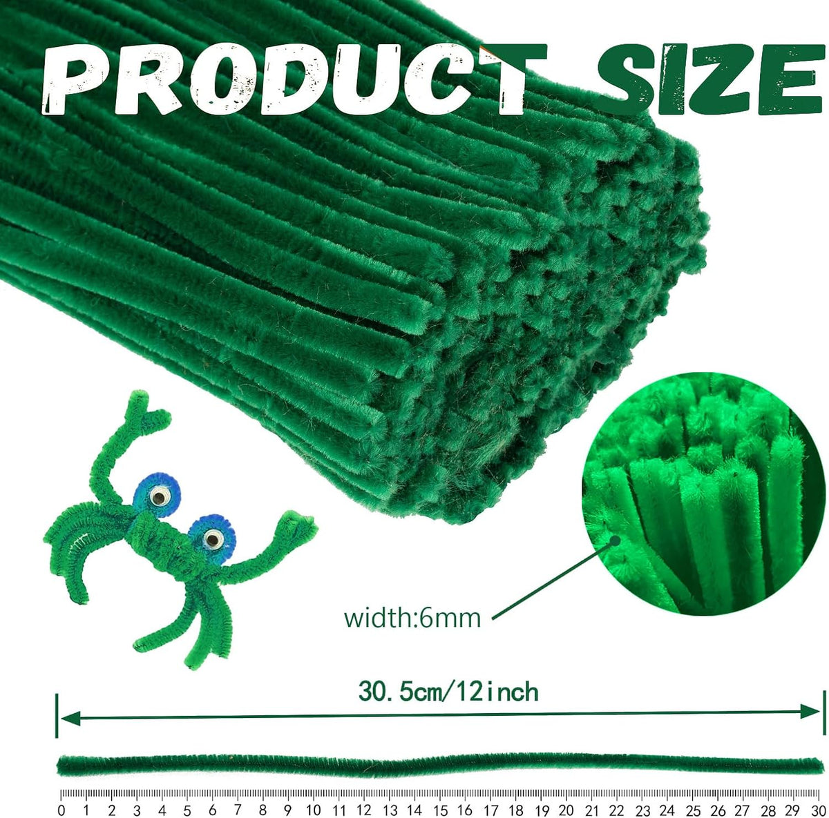 Pipe Cleaners Craft Supplies - 30CM / Christmas Green / 100 - image 2