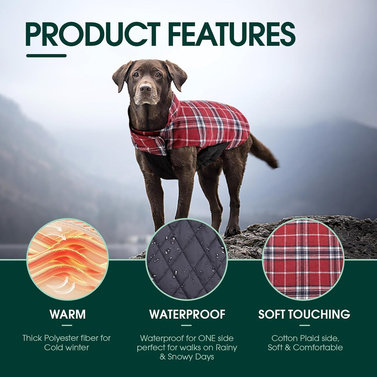 Kuoser Waterproof Dog Coat - Red / Small (Pack of 1) - image 2