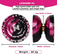 LESHARE X2 Dual-Mode Yoyo for Advanced Players & Teens Beginners – Fun for Kids & Family - Black pink - image 2