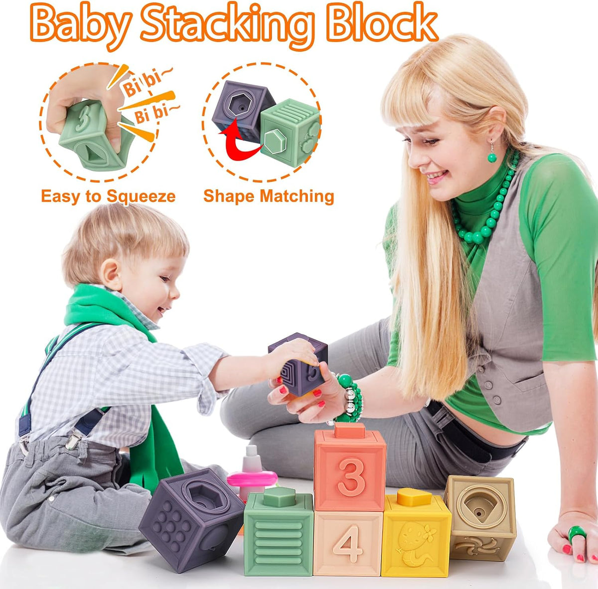 Qirptey Montessori Toys Toddler Stacking & Cups Blocks Sensory Bin - image 2