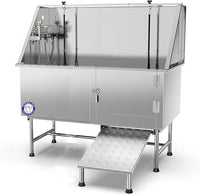 Flying Pig Grooming 62" Stainless Steel Pet Dog Bath Tub with Faucet (Right door/Left Drain), 62 x 27 x 58"