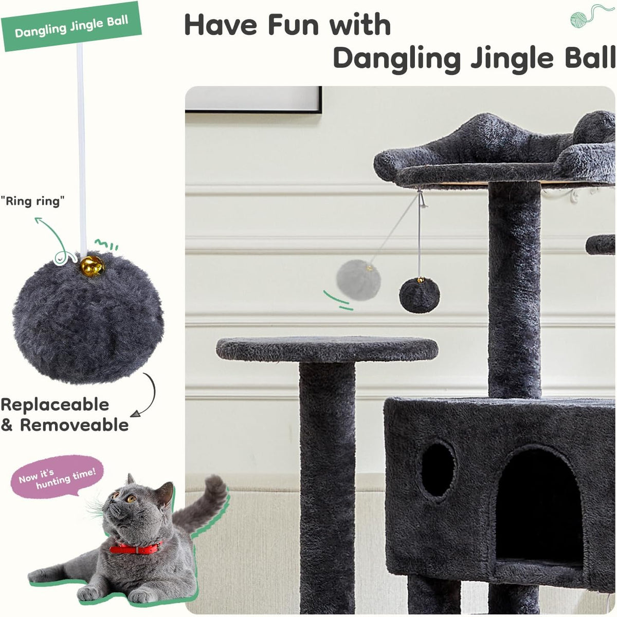 DUMOS 50 Inch Cat Tree Tower with Scratching Posts, Indoor Use – Essentials for Cats - image 4