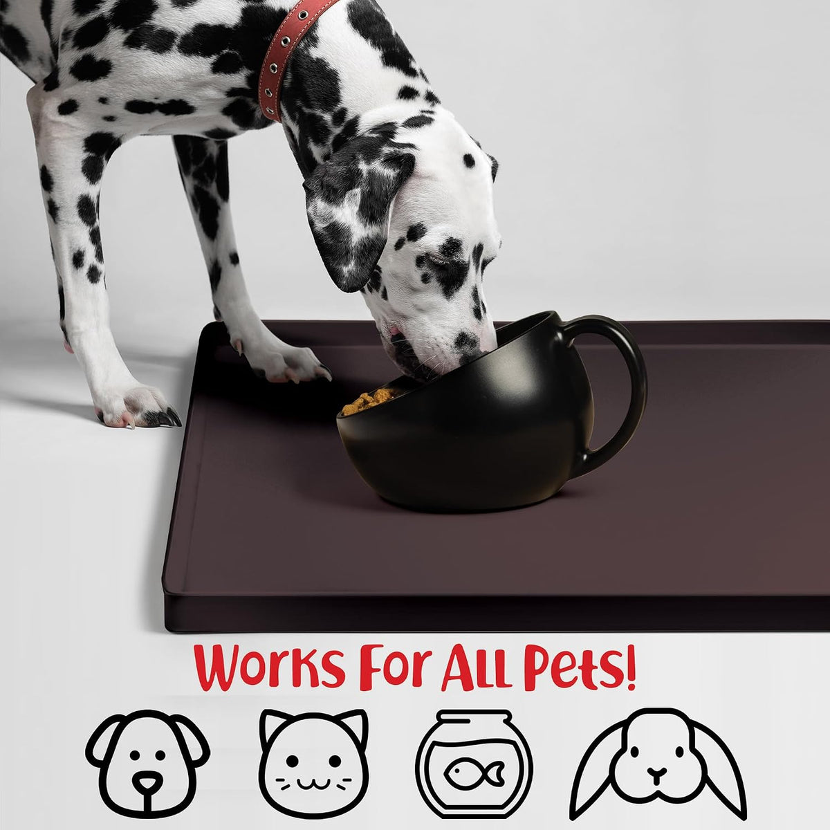 DogBuddy Dog Food Mat, Waterproof Silicone Pet Bowl Mats with Raised Edge – Essentials for Dogs - 28"L x 18"W / Coffee - image 3
