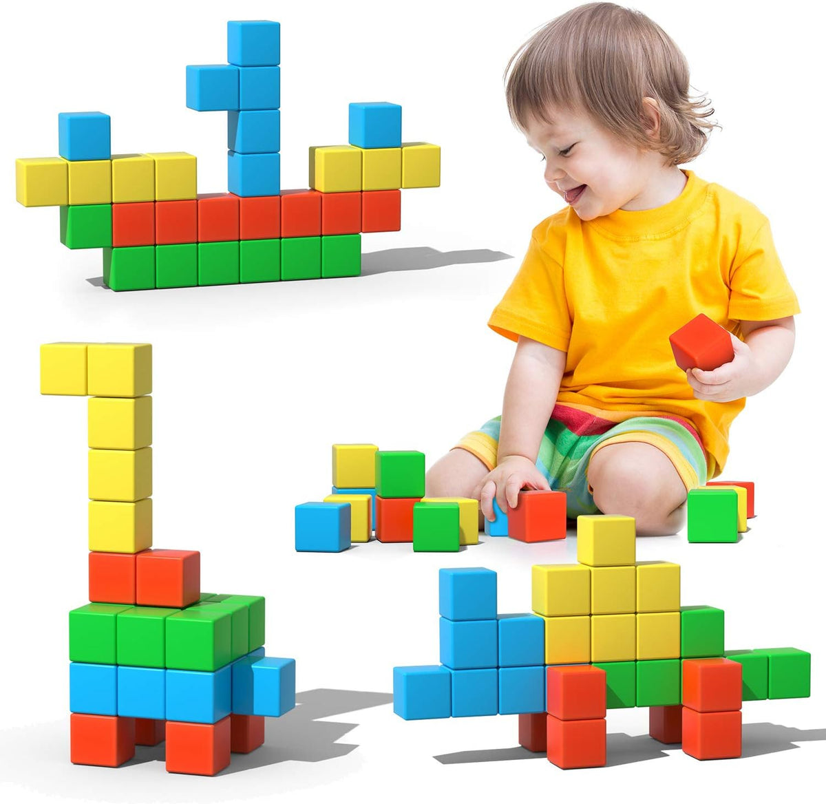 Large Magnetic Blocks,56PCS 1.34in 3D Building Cubes for Kids Ages 3+ – Fun for Kids & Family - Magnetic Blocks