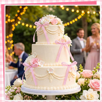30 Pack Bow Cake Toppers Black Ribbon Bows for Cake Halloween Party - Pink Gingham - image 3