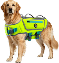 Dog Life Jacket, Good Visibility Pet Swimming Vest for Boating L – Essentials for Dogs - Green / Large