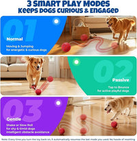 Dog Balls: Interactive Dog Ball Auto Rolling - Interactive Dog Toys for Aggressive Chewers - Bouncy & Throwable, Type-C Rechargeable, Washable, for Small & Medium & Large Dogs – Red
