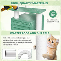 62"Tall Outdoor Cat Tree,Weatherproof Large Cat Condo with Scratching Posts – Essentials for Cats - CTT-4 - image 2