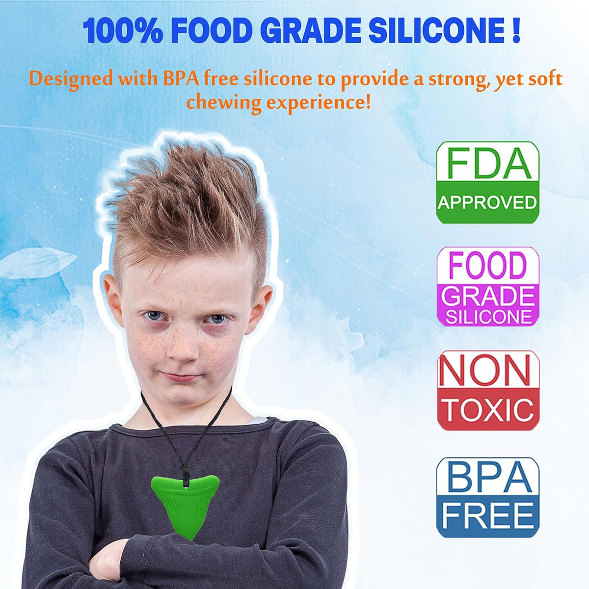 Chew Necklaces for Sensory Kids - Green 6PCS - image 2