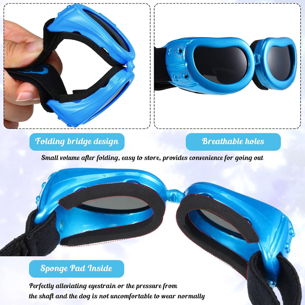 Frienda Dog Helmet and Goggles - S / Blue - image 3